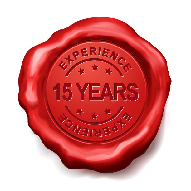 15 years experience red wax seal over white background